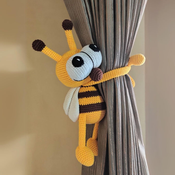 Handmade Crochet Honeybee Curtain Tie for Newborns