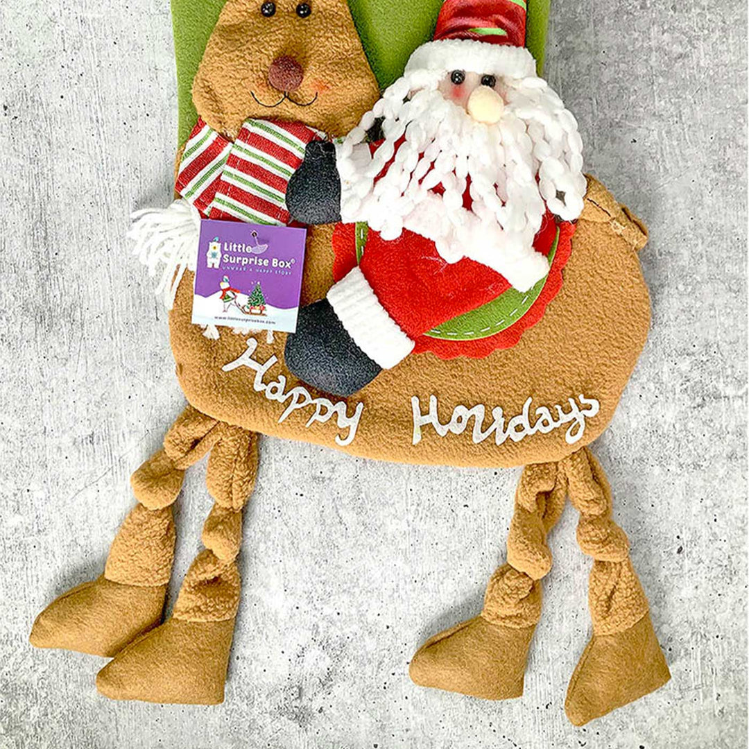 Handmade Knot Legs Santa Woolen Stockings For Christmas Decoration