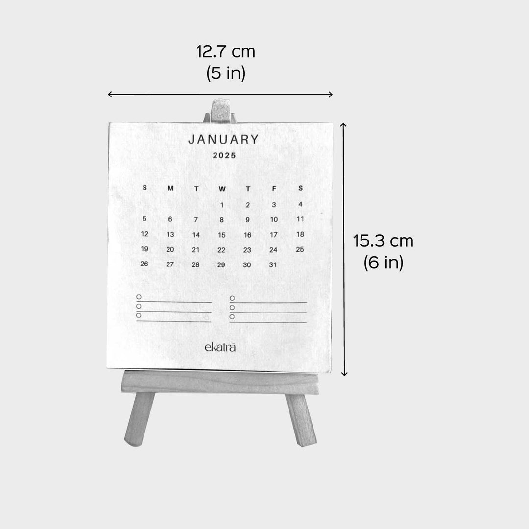 Hand Pressed 2025 Desk Calendar With Easel