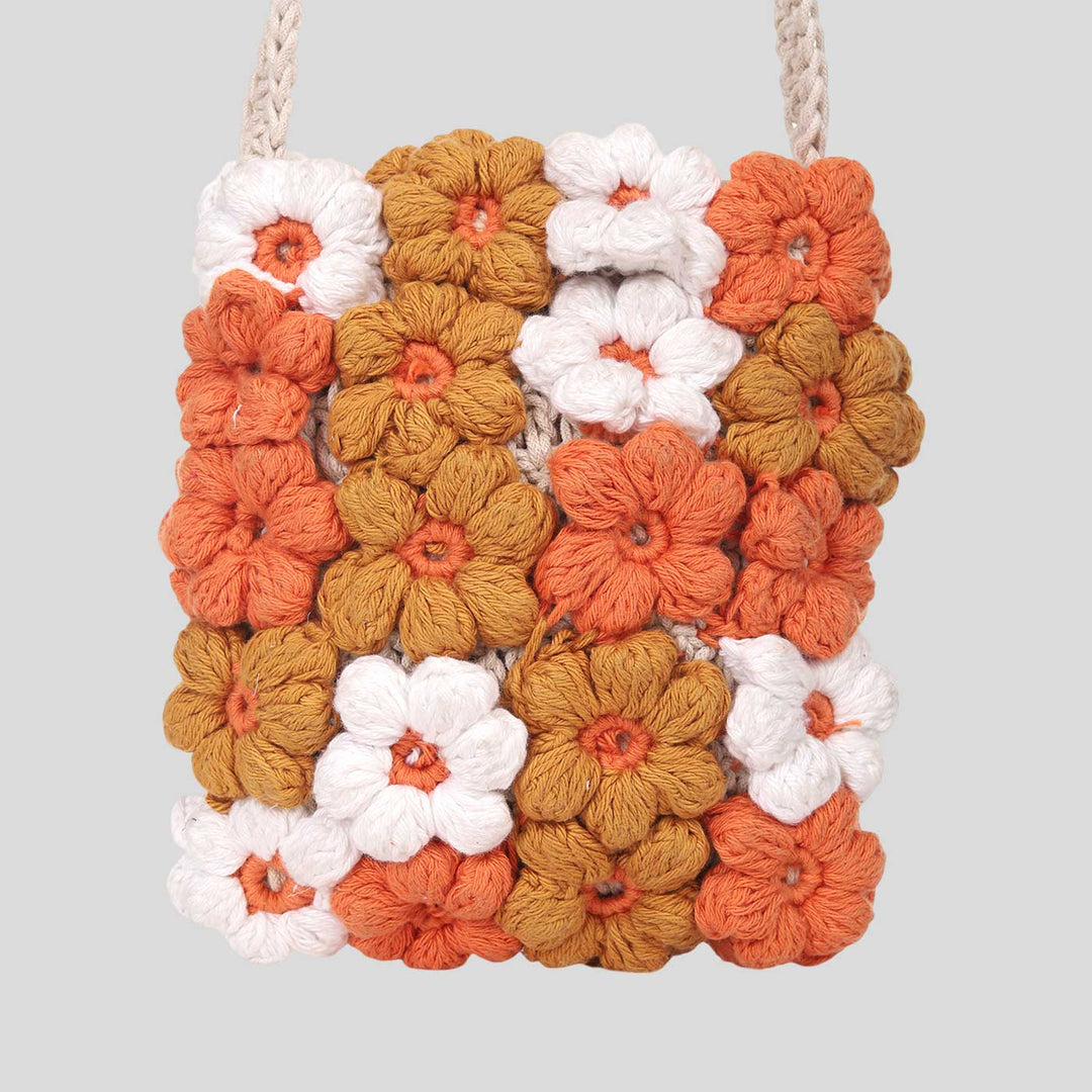 Handmade Crochet Floral Mobile Sling Bag