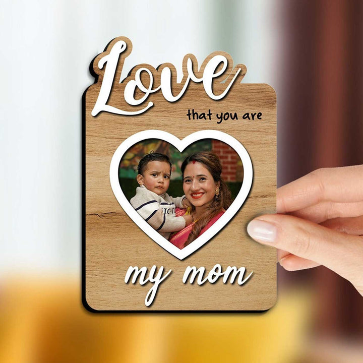 Photo Personalized Love You Mom Wooden Fridge Magnet