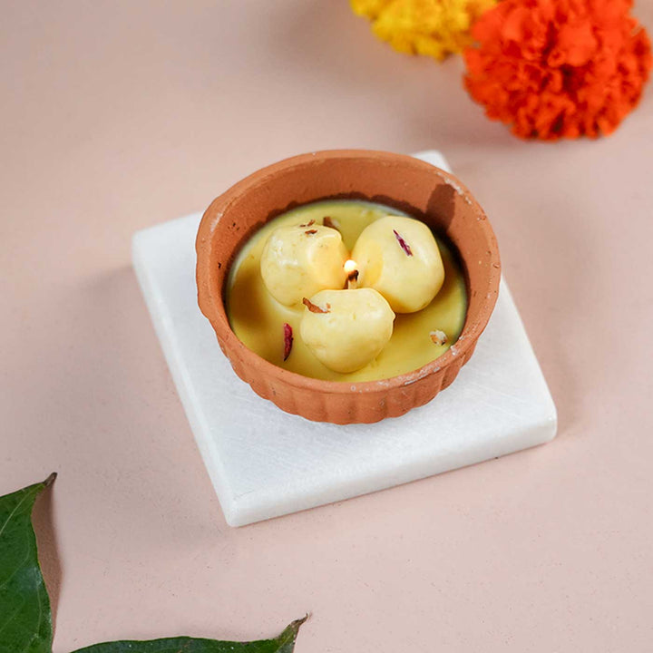 Handmade Rasmalai Clay Pot Wax Candle