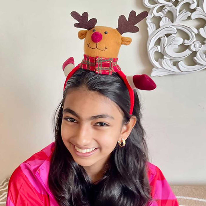 3D Rudolf Reindeer Theme Kids Hairband | Secret Santa Gift Ideas