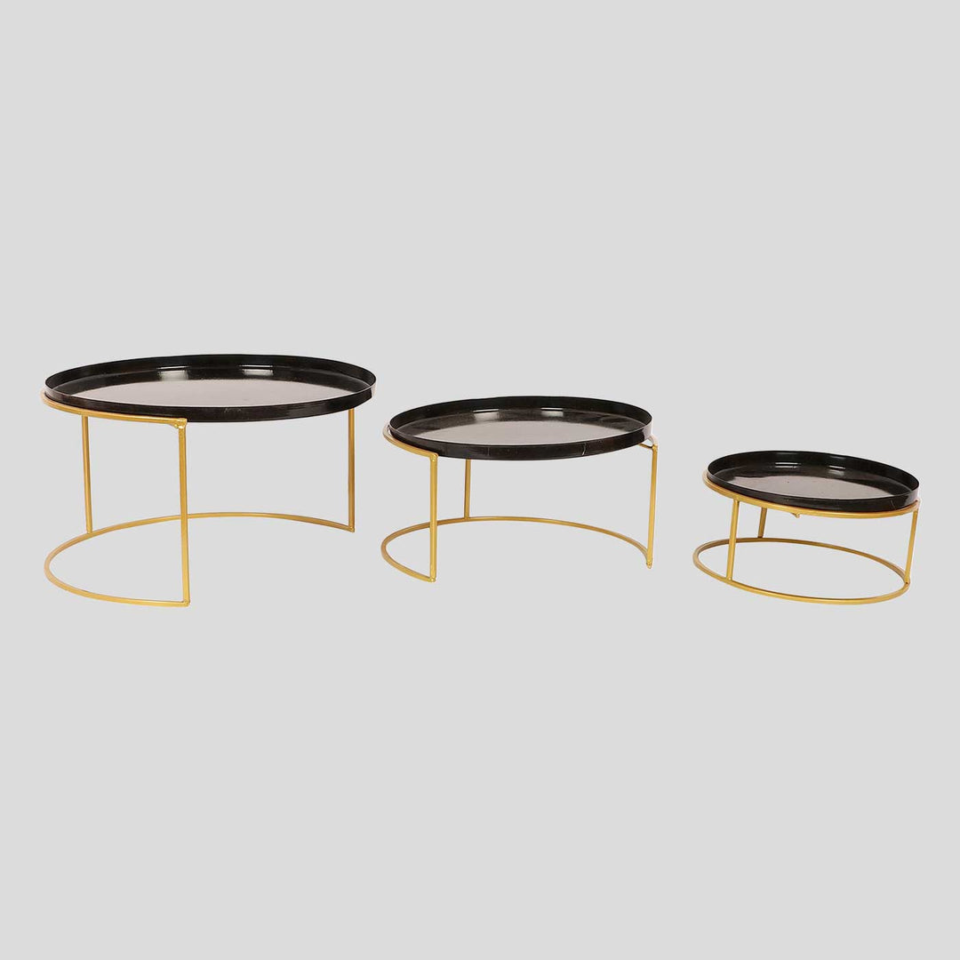 Handmade Black & Gold Buffet Riser Platter | Set Of 3