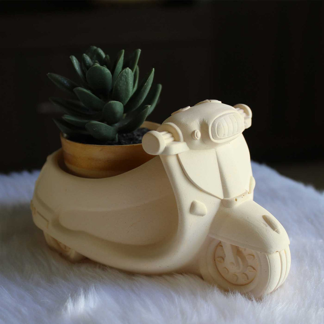 Hand-Painted Scooter Terracotta Planter Pot