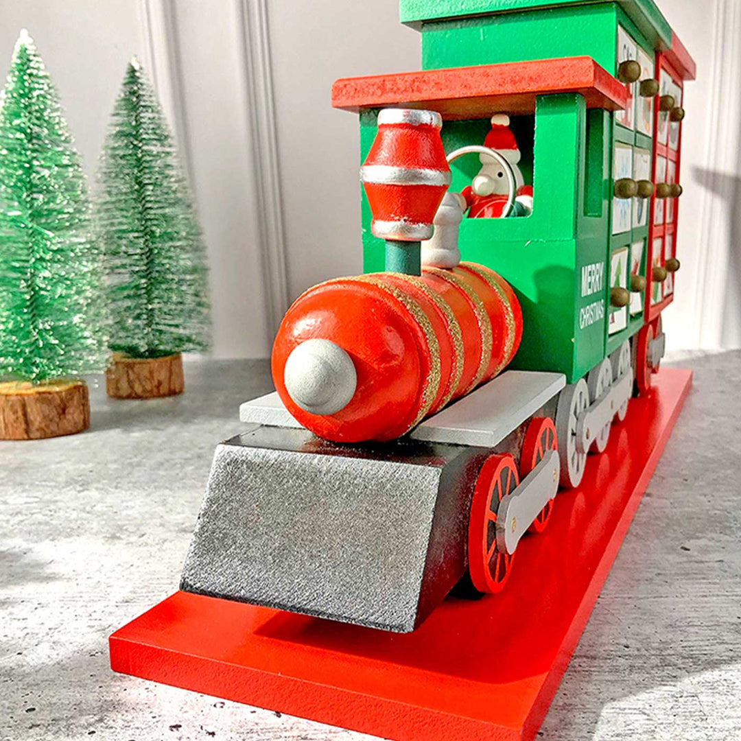 Train Shape Advent Calendar Wooden Decor For Christmas Table Decoration