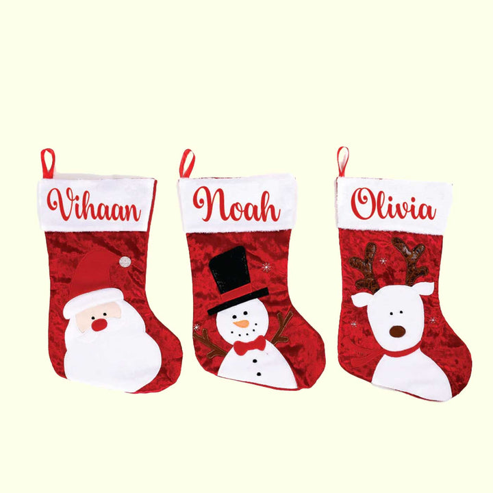 Personalized Scarlet Fur Velvet & Fur Stockings For Christmas Decoration