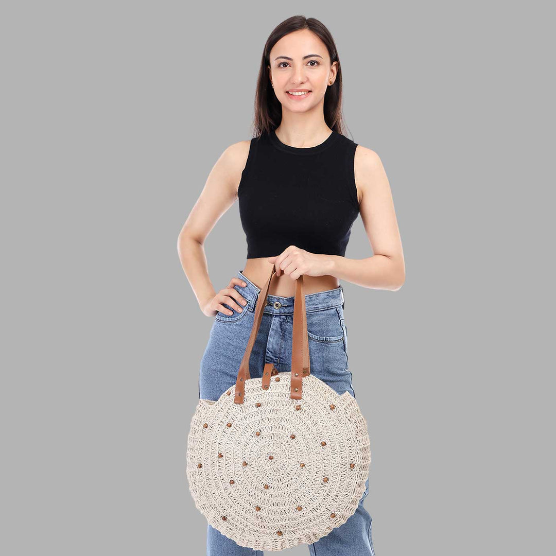 Handmade Crochet United Urbane Round Shoulder Bag