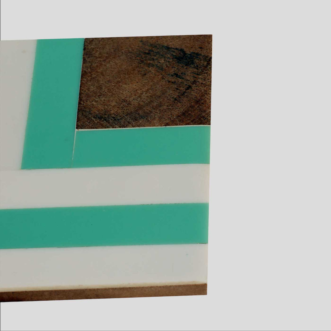 Handmade Resin Green & White Stripes Coaster | Set Of 4