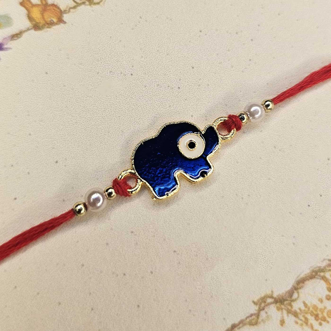 Handmade Elephant Metal Kids Rakhi With Roli Chawal