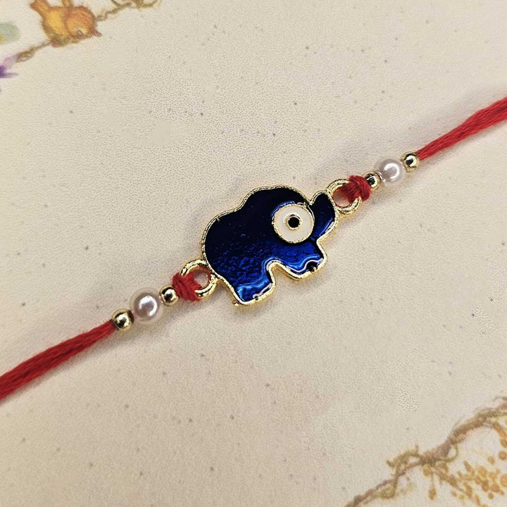 Handmade Elephant Metal Kids Rakhi With Roli Chawal