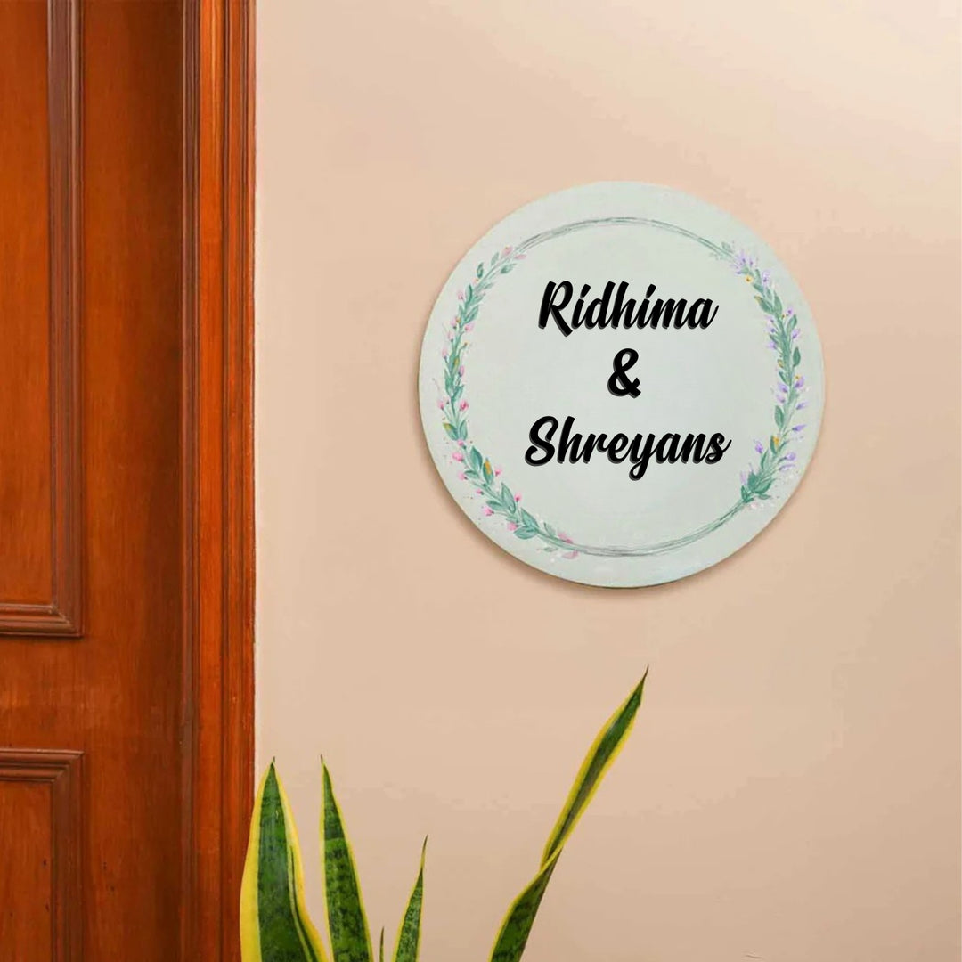 Personalized Floral Theme Mdf Wood Name Plate