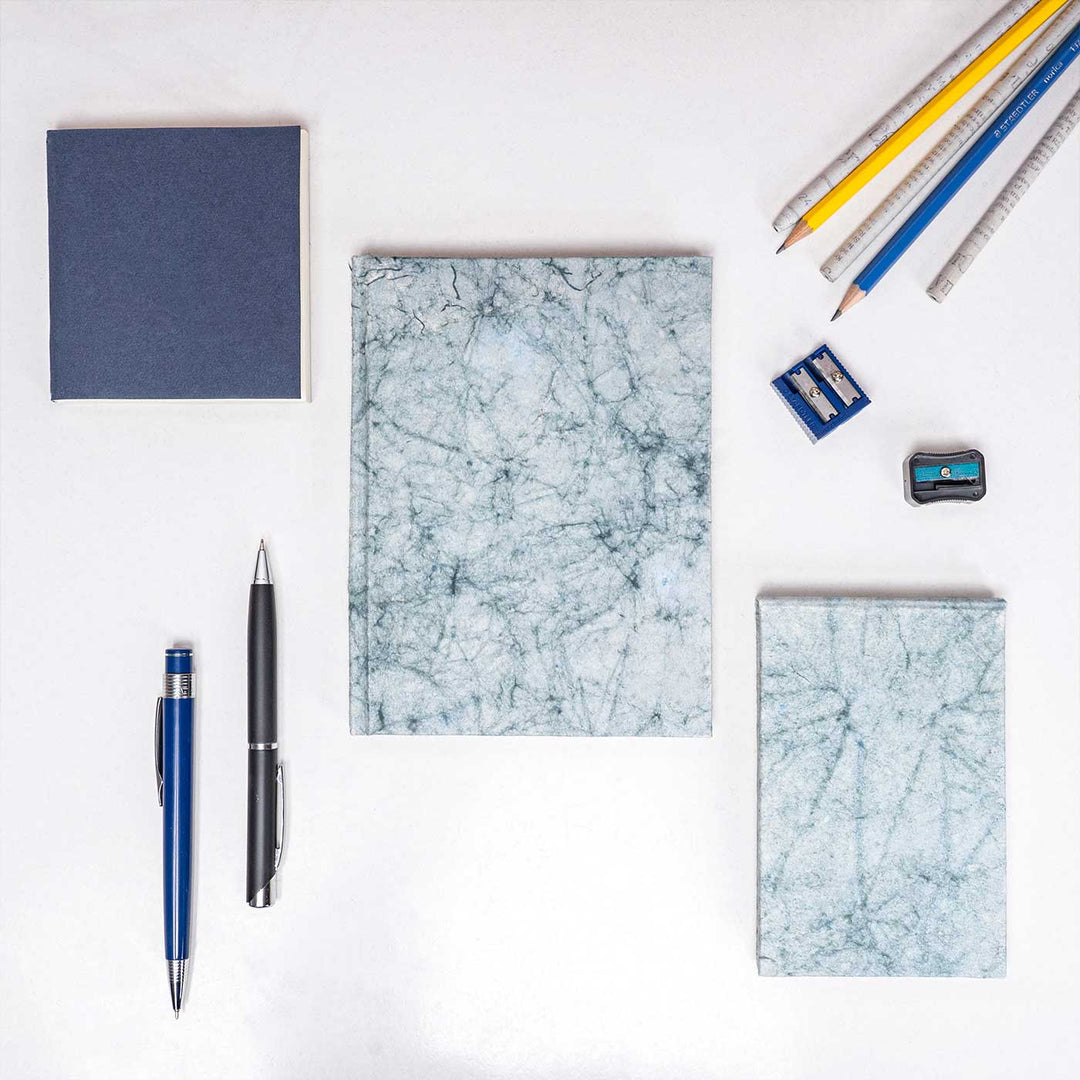 Handmade Unruled Blue Batik Journal, Notepad & Pocket Diary | 120 Gsm | Set Of 3