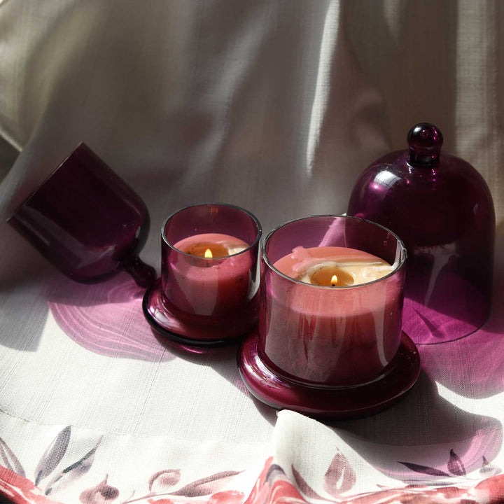 Handmade Lilac Vanilla Scented Dome Glass Candle