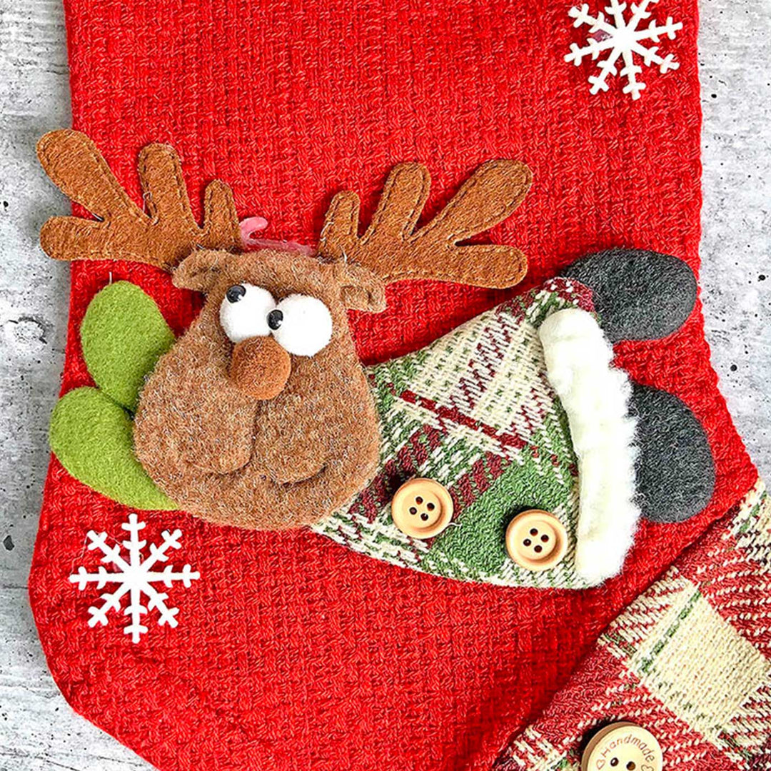 Handmade Flying Deer Woolen Stockings For Christmas Decoration