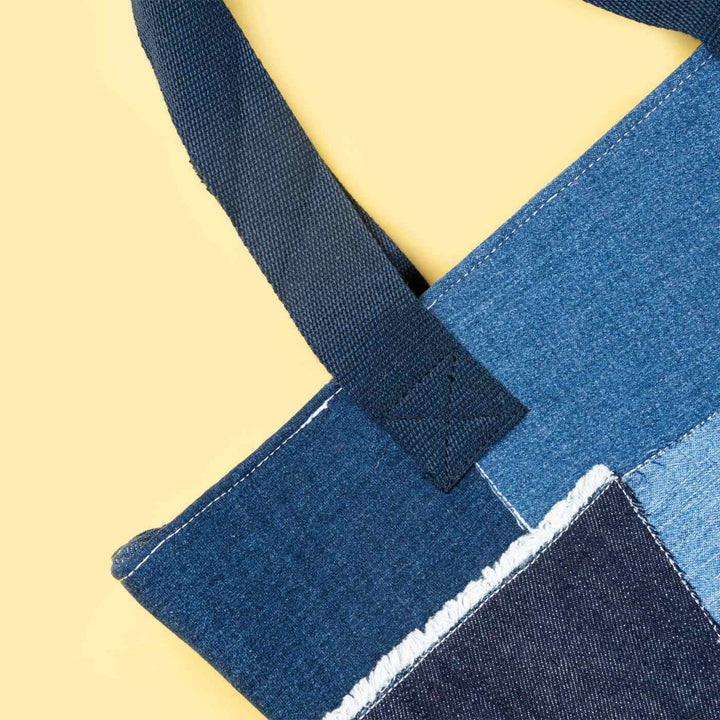 Handcrafted Upcycled Denim Patched Tote Bag