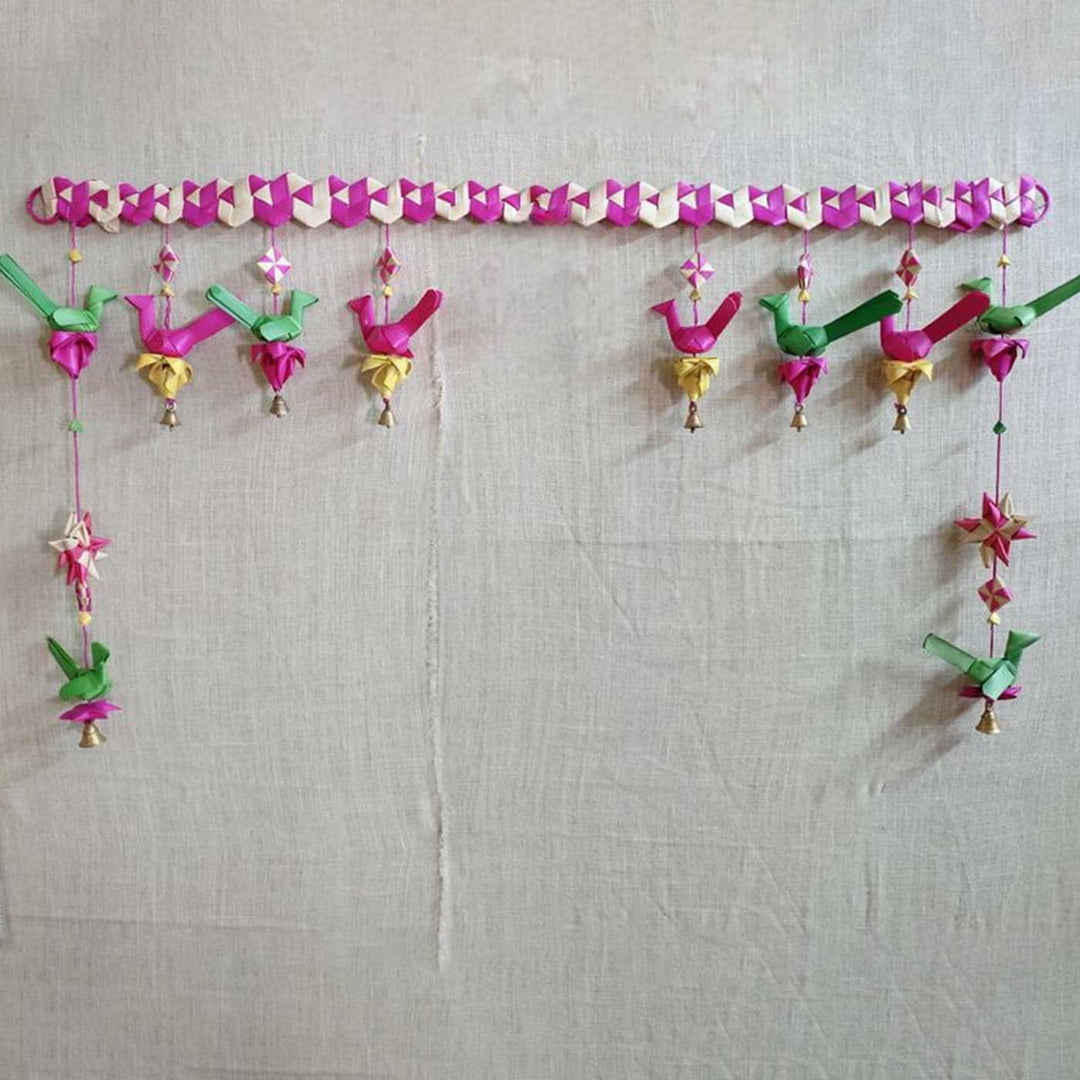 Handmade Diwali Decor Palm Leaf Parrot Toran