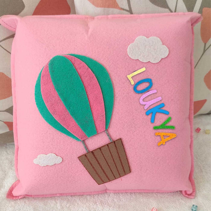 Personalized Handmade Hot Air Balloon Theme Felt Kids Pillow