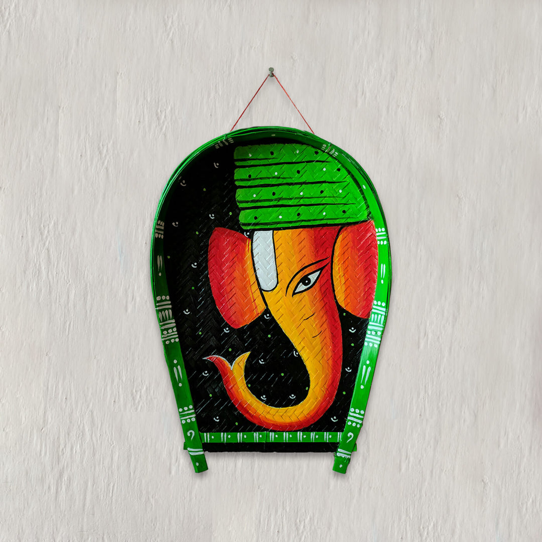 Handpainted Ganesha Bamboo Wall Decor