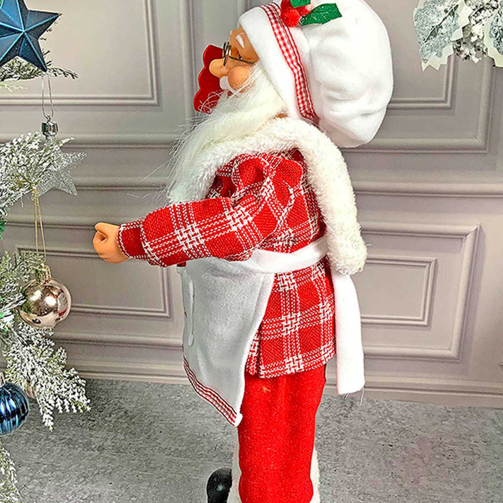 Small Masterchef Santa Claus Self-Standing Woolen Decor For Christmas Table Decoration