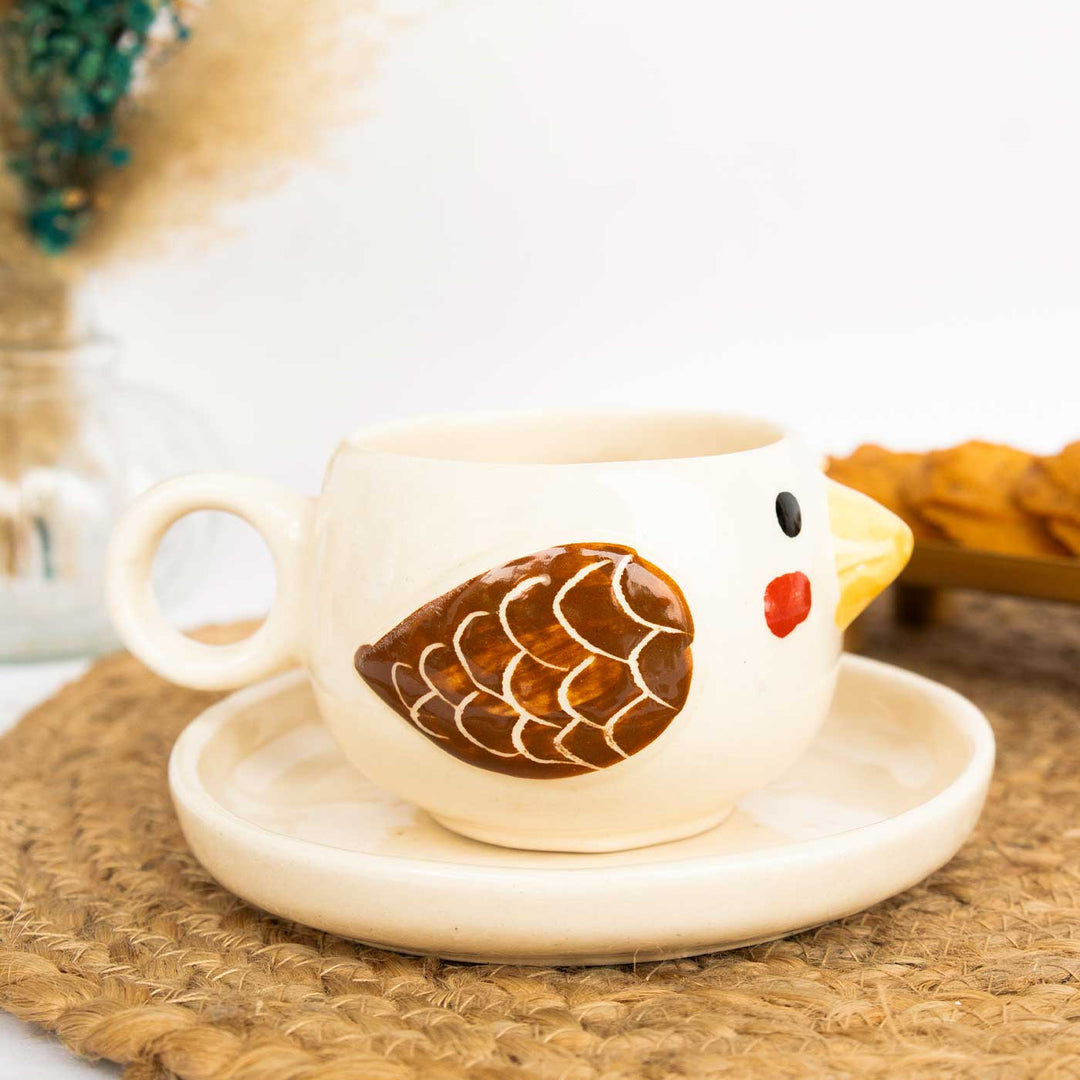 Chirp & Sip Bird Shaped Ceramic Cup & Saucer