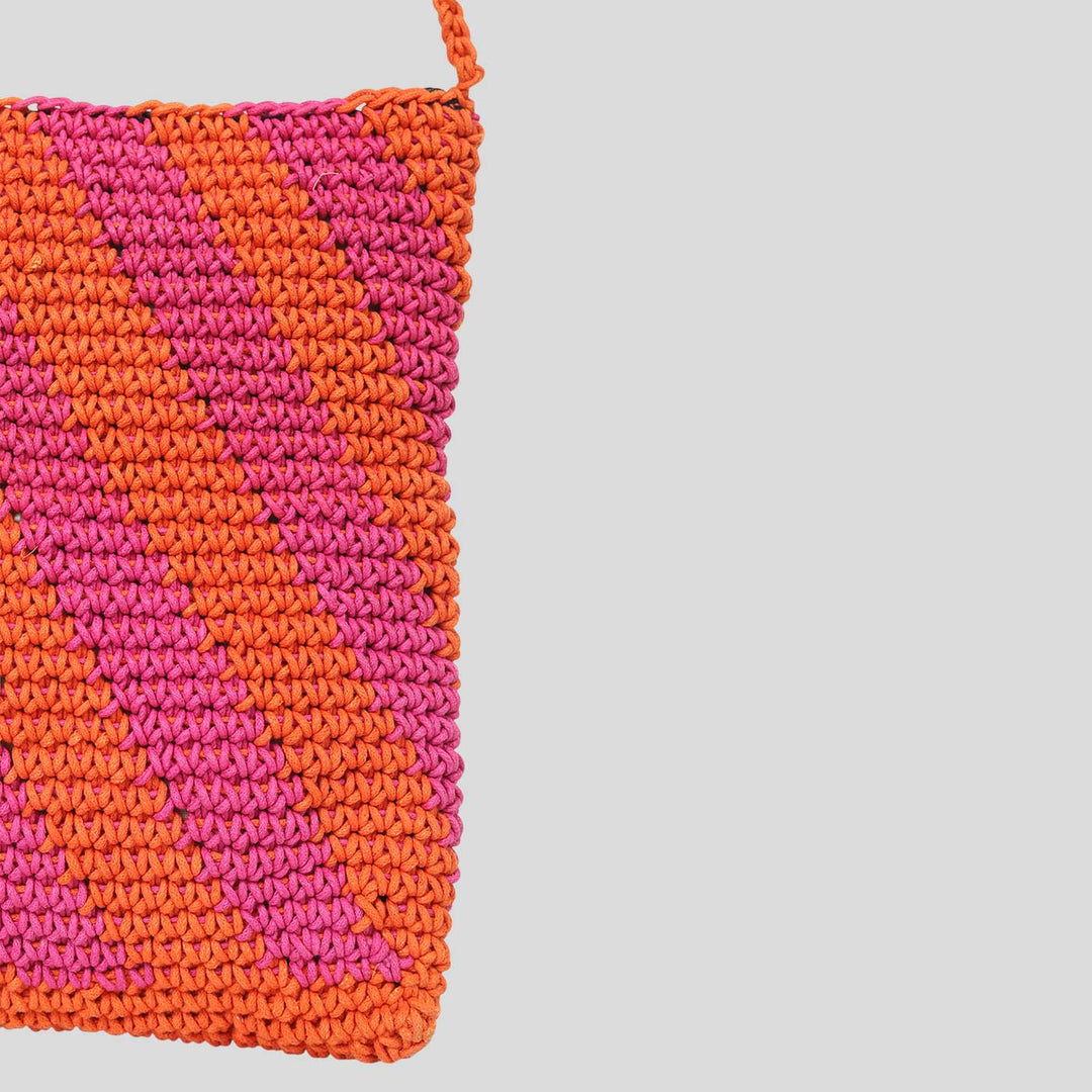 Handmade Crochet Pink & Orange Circus Cross Body Bag