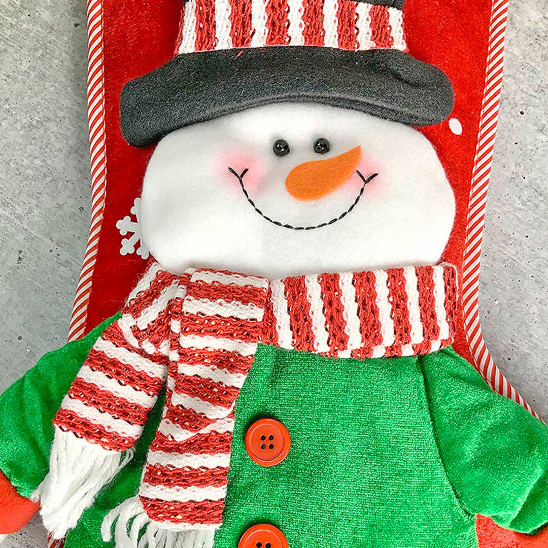 Handmade Velvet Glitter Snowman Woolen Stockings For Christmas Decoration