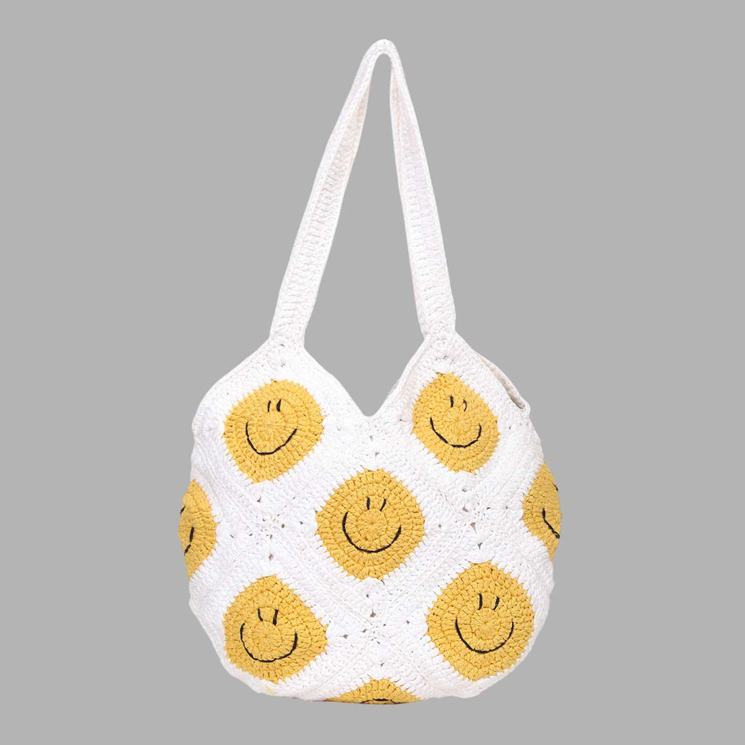 Handmade Crochet Keep Smiling Tote Bag