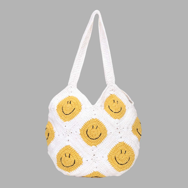 Handmade Crochet Keep Smiling Tote Bag