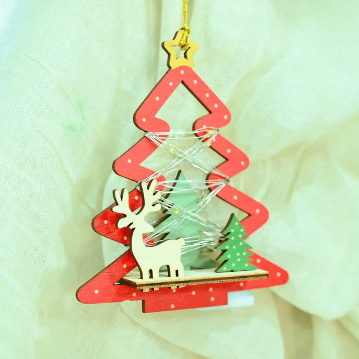 Laser Cut Luminous Wooden Ornament For Christmas Tree Decoration