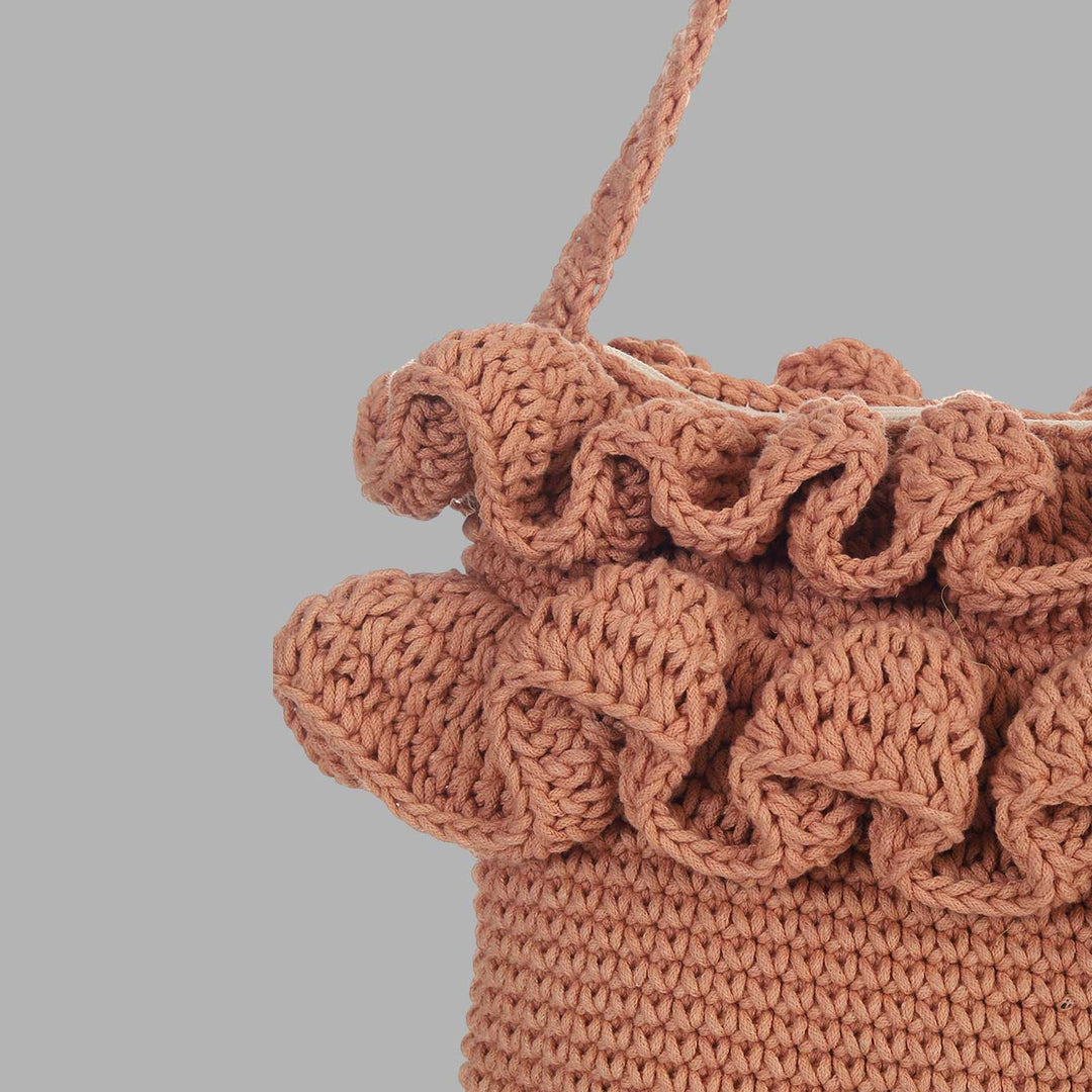 Handmade Crochet Ruffle Crossbody Bag