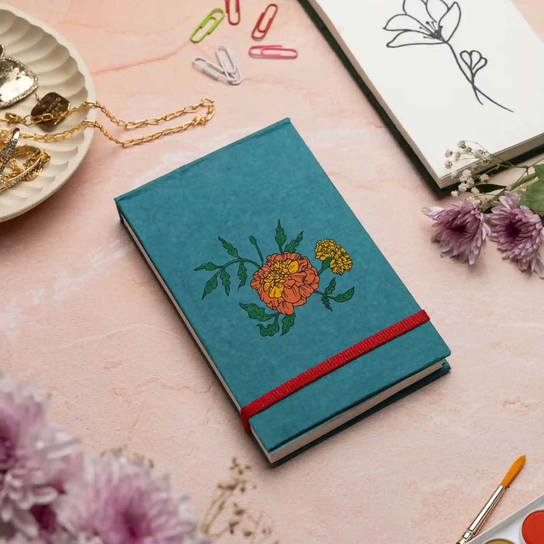 Handmade Genda Phool Unruled Notepads | 100 Pages