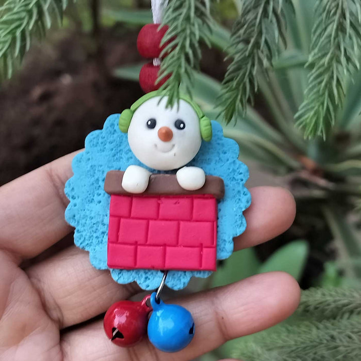 Handmade Clay Ornaments With Bell For Christmas Tree Decoration | Set Of 7