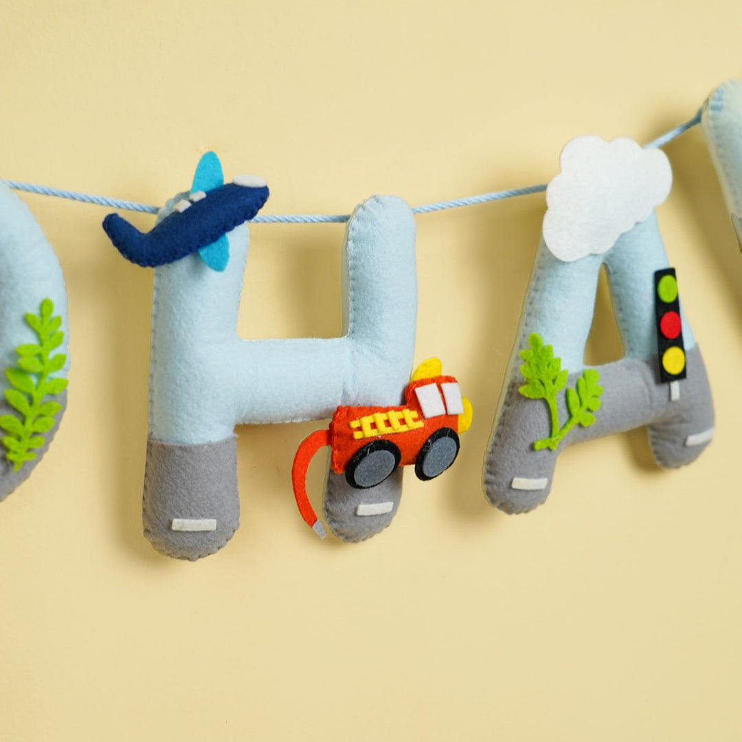 Handmade Personalized Felt Kids Bunting - Automobile