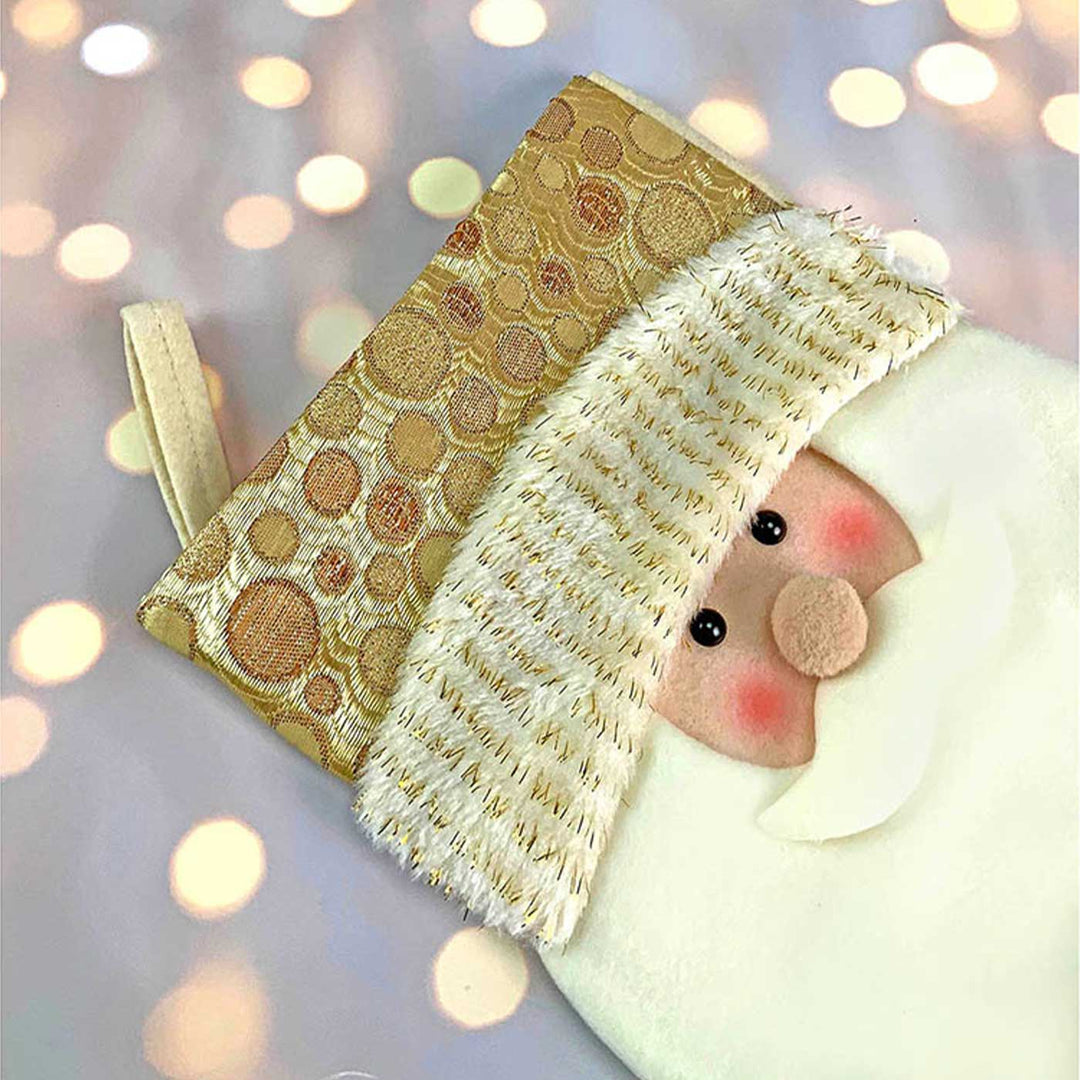 Handmade Golden Santa Woolen Stockings For Christmas Decoration