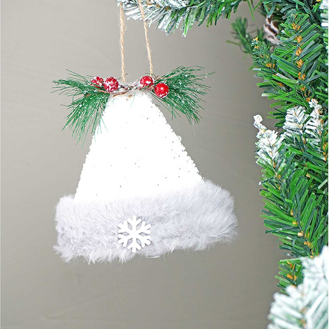 Handmade Silver Furry Winter Accessories Themed Ornaments For Christmas Tree Decoration | Set Of 4