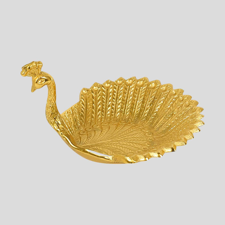 Handmade Peacock Shaped Aluminium Platter | Set Of 2