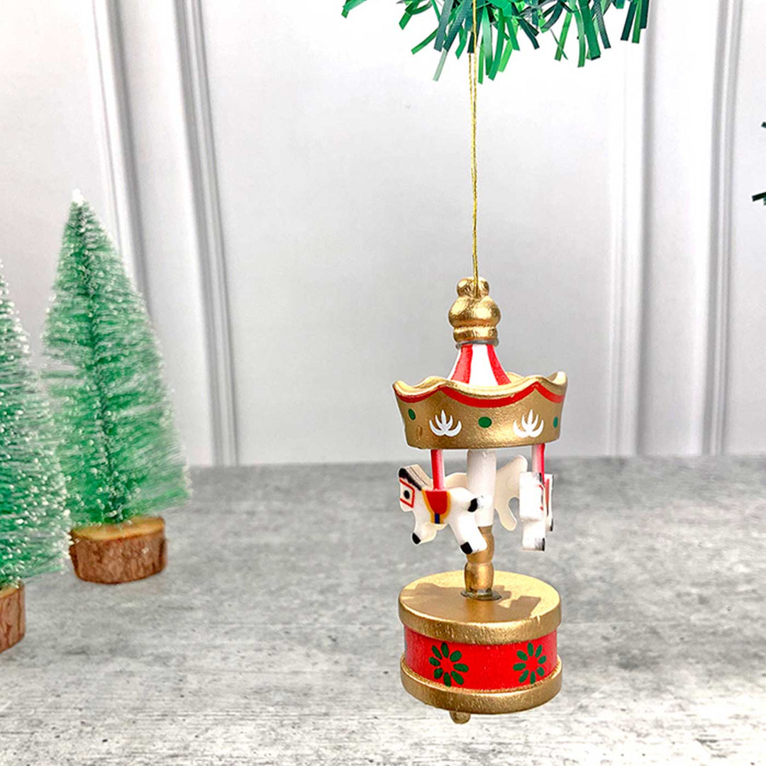 Carousel Wooden Decor For Christmas Table Decoration | Set Of 6