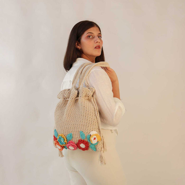 Handmade Crochet Floral Tote Bag