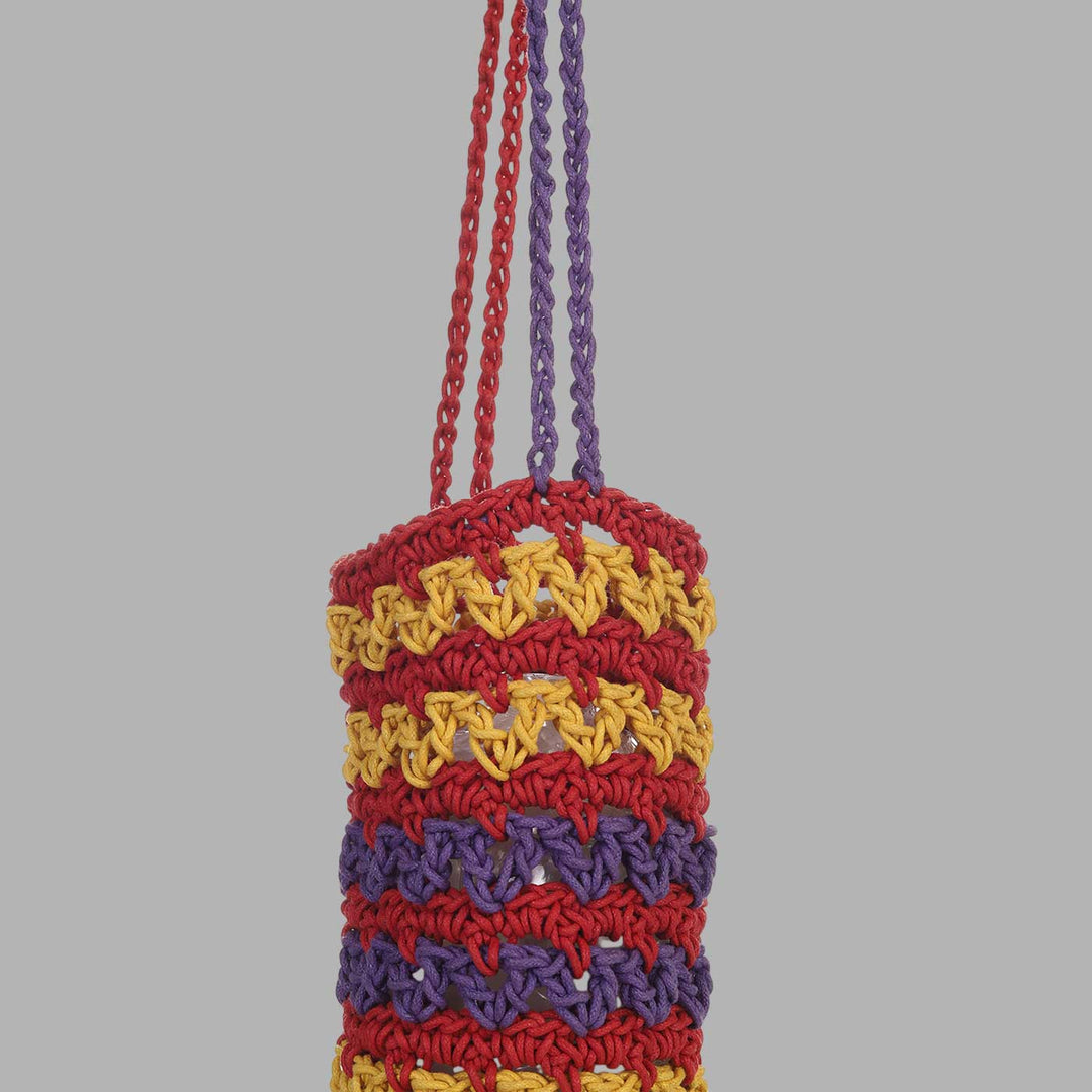 Handmade Crochet Multicolored Water Bottle Tote Bag