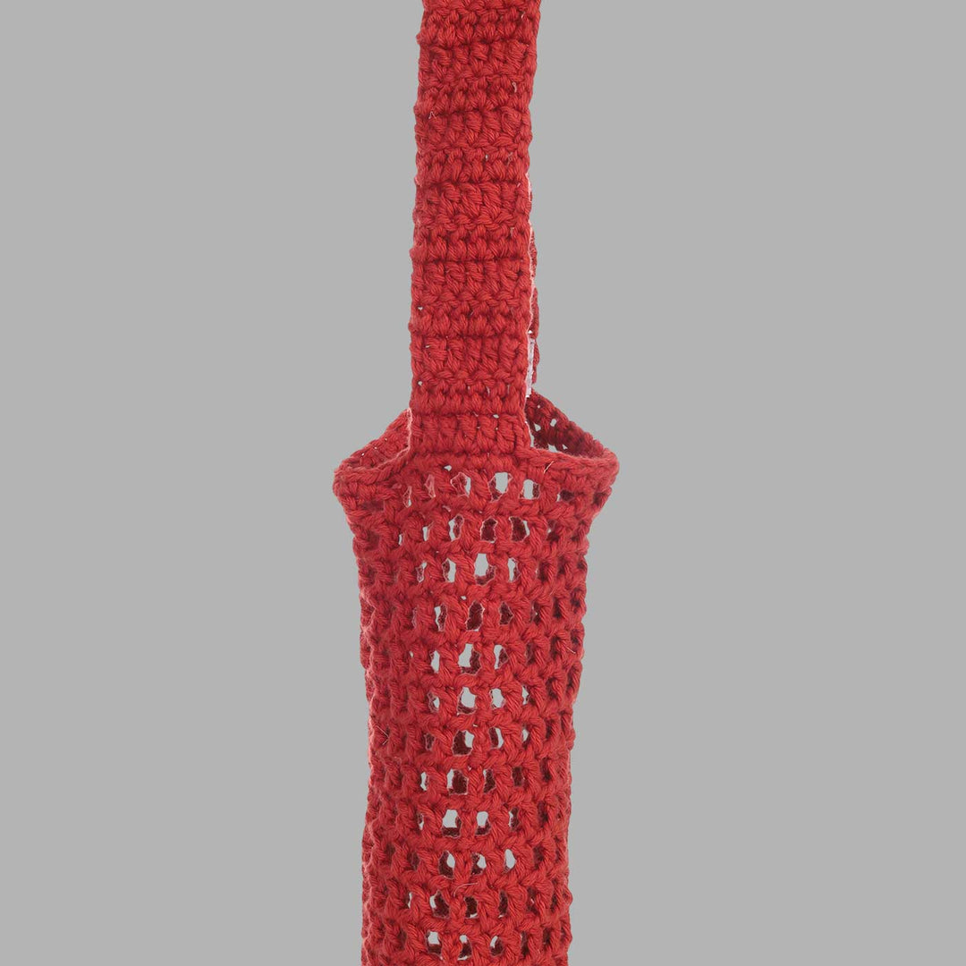 Handmade Crochet Red Water Bottle Tote Bag