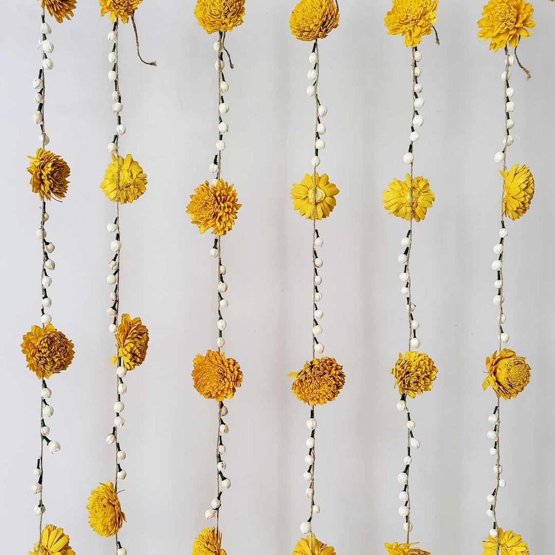 Handmade Yellow Zinnia & Jasmine Background Hanging