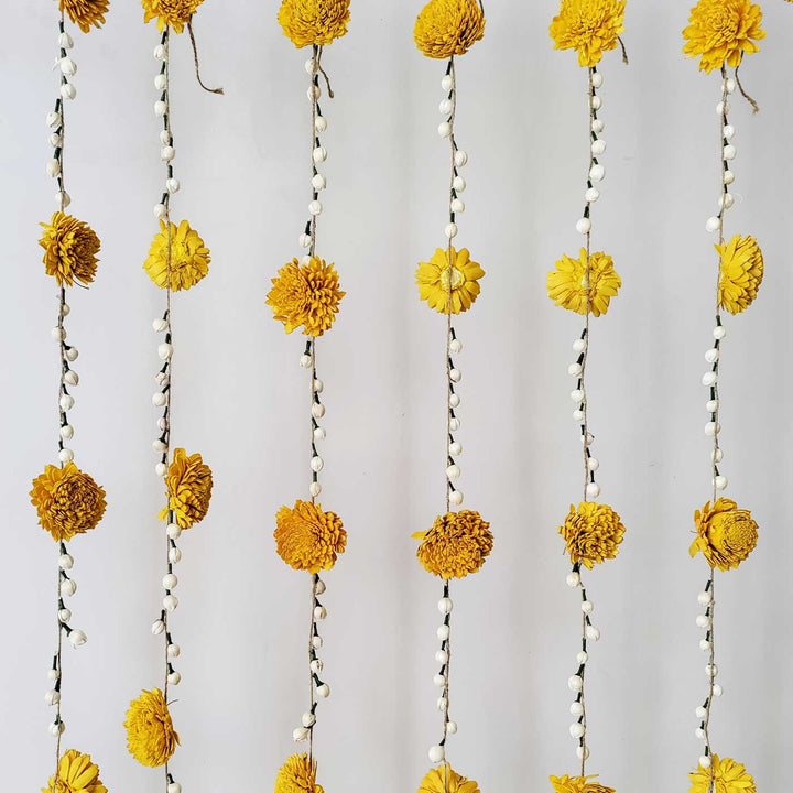 Handmade Yellow Zinnia & Jasmine Background Hanging