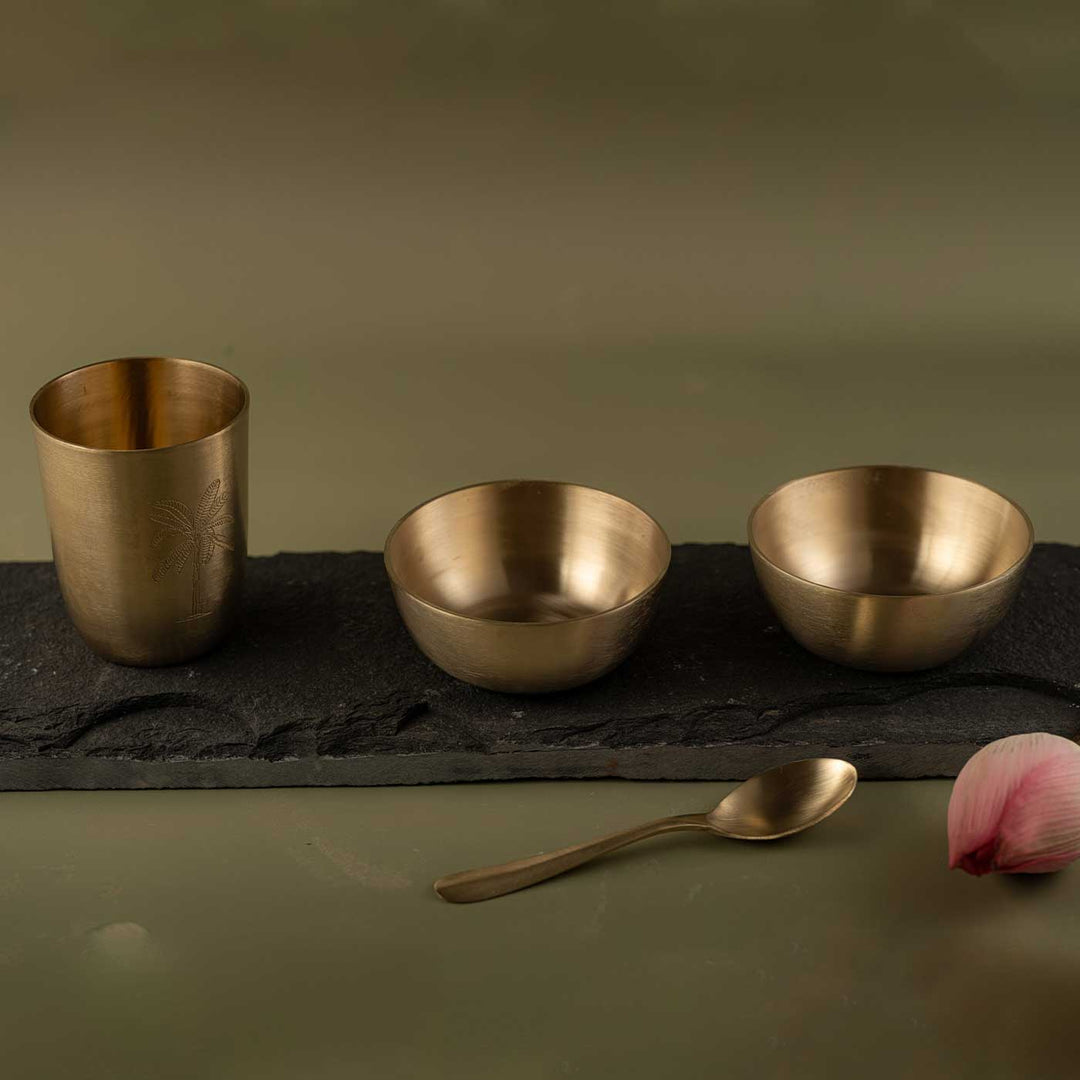 Handmade Gul Brass Dinnerware | Set Of 5