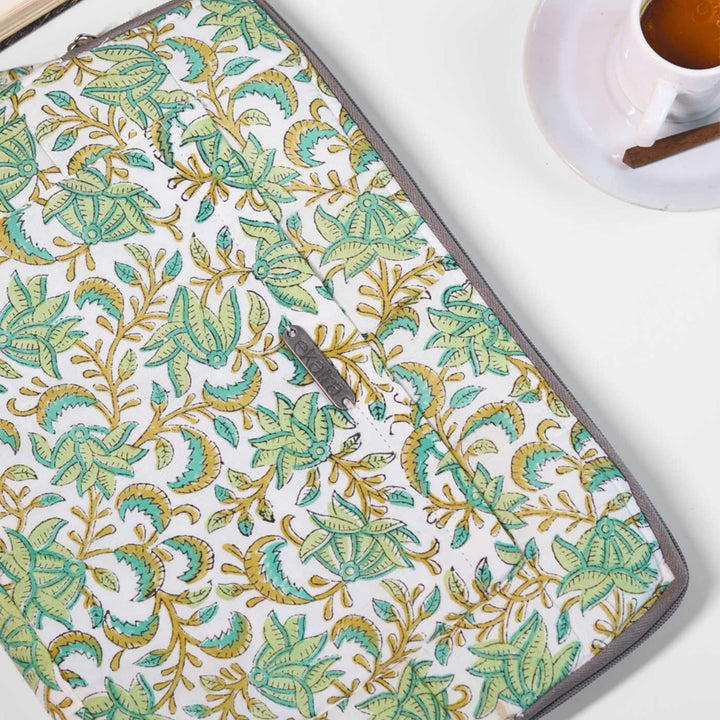 Green Floral Chevron Laptop Sleeve