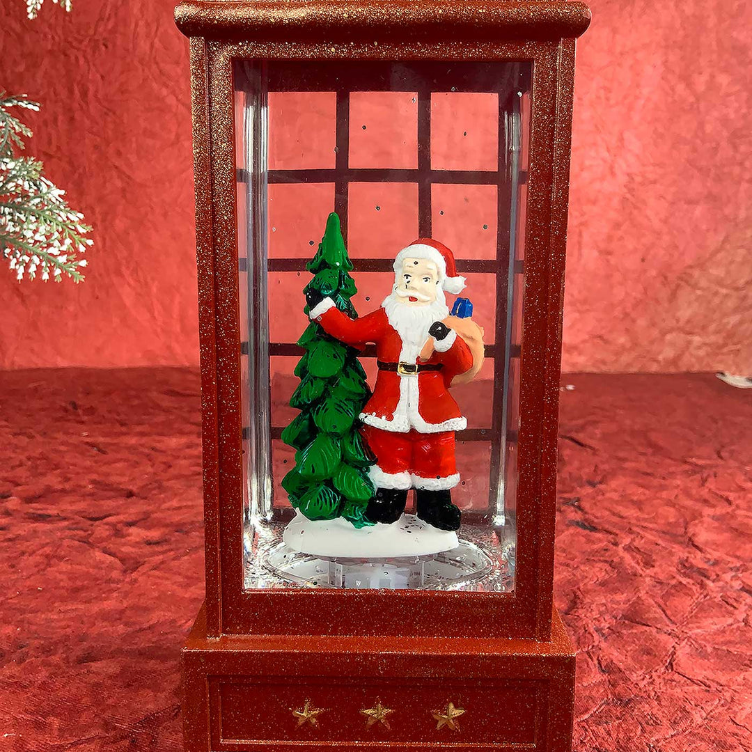 London Booth Santa With Tree Musical Glitter Light Water Magical Snow Globe Decor For Christmas Table Decoration