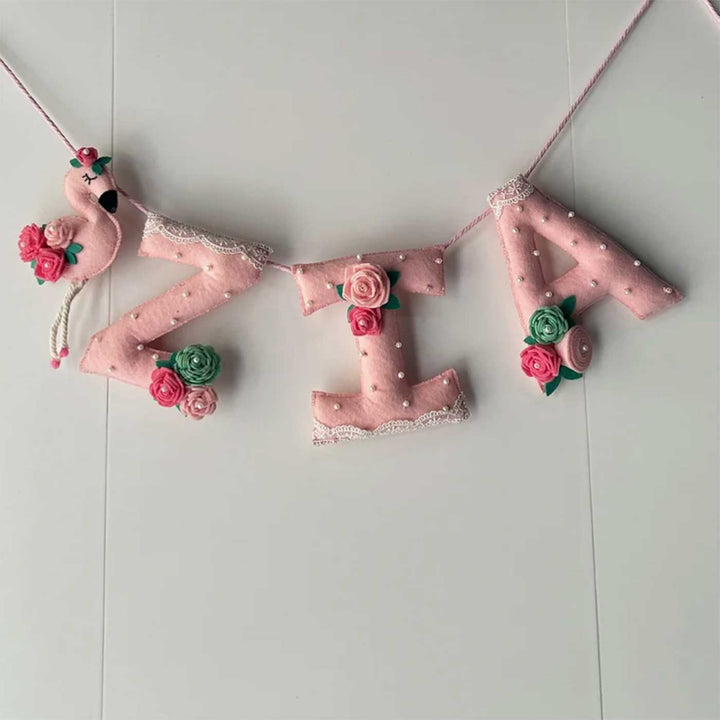 Personalized Fifi The Flamingo Felt Bunting / Garland For Kids