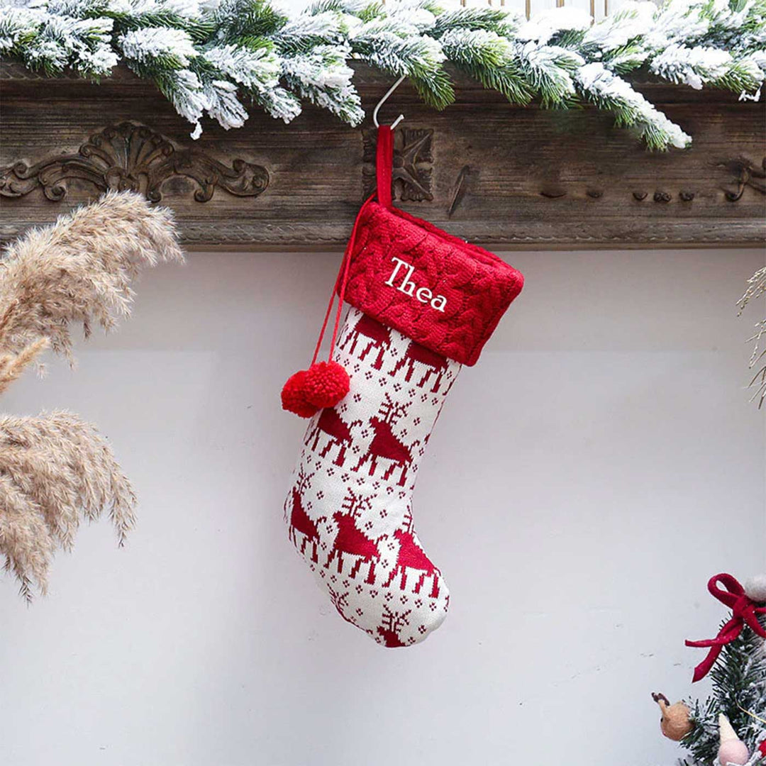 Personalized Holiday Chevron Cheer Knitted Cotton Stockings For Christmas Decoration