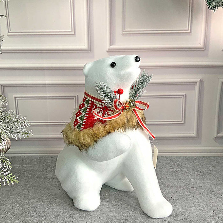 Medium Snow Polar Bear Decor For Christmas Table Decoration