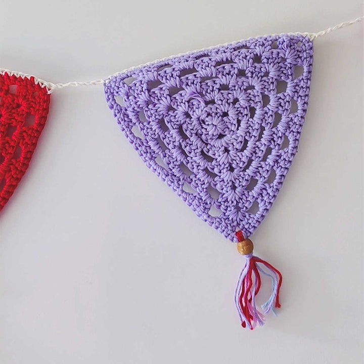 Handmade Pastel Colours Crochet Garland/ Bunting For Christmas Wall Decoration